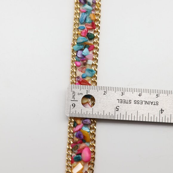 Pebbles Choker Necklace Adjustable fancy Chokers Multi Color stones  (#68) - Picture 7 of 12
